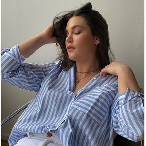 NWT AYR The Deep End Blue & White Striped Top XS